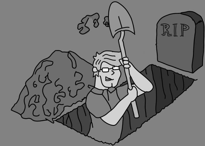 Cartoon Of Man Digging Grave