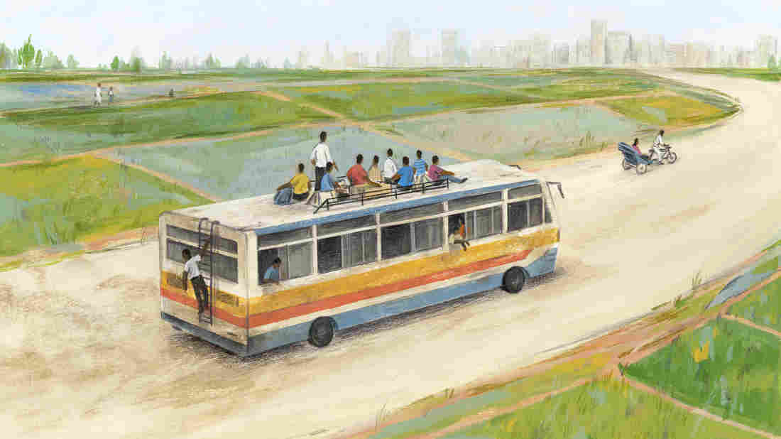 Farmers on bus to the city