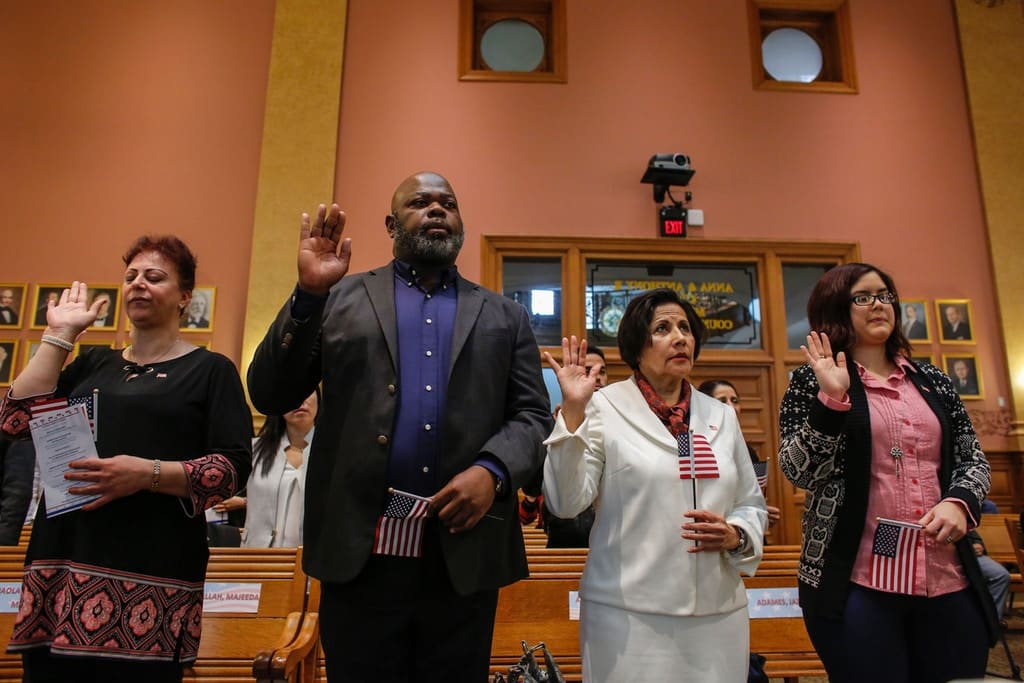 Candidates For U.S. Citizenship At Naturalization Ceremony