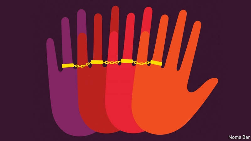 Illustration Of Hands Chained Together By Wedding Rings